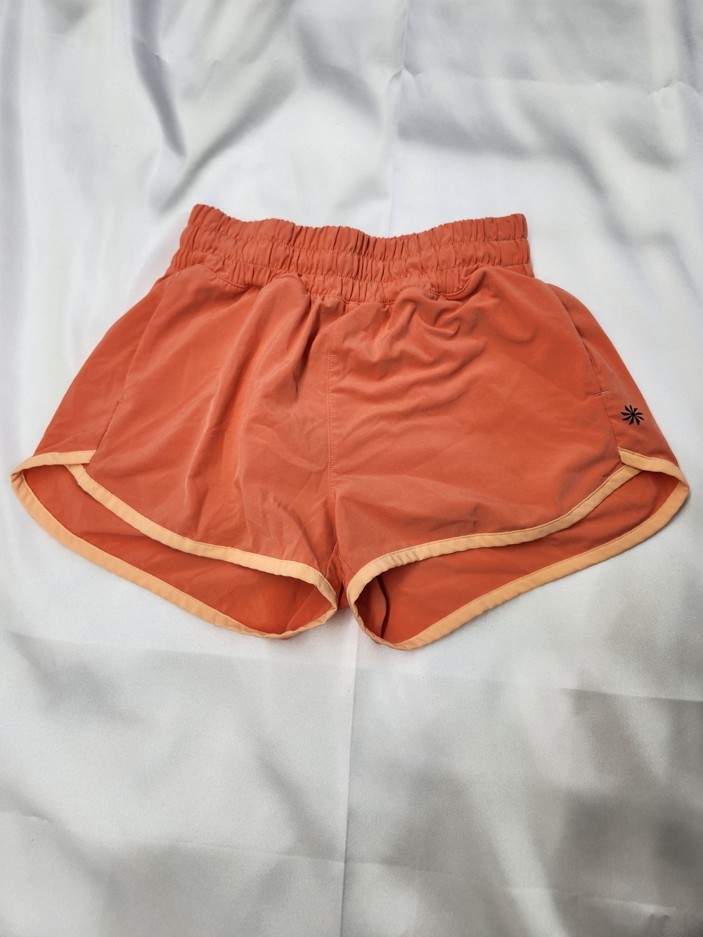 Athleta Kids Coral-Orange Athletic Shorts with Peach Trim